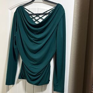 Chic Green Draped Women's Blouse